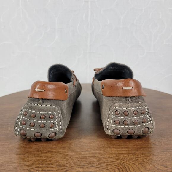 Mike Konos Mens Shoes Size 10 Taupe Suede Leather Driving Loafers Mocassins - Picture 8 of 12